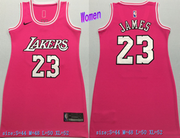 Women's Los Angeles Lakers #23 Lebron James Pink Dress