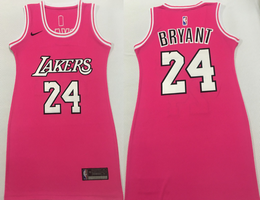 Women's Los Angeles Lakers #24 Kobe Bryant Pink Dress