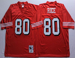 Women's Mitchell And Ness San Francisco 49ers #80 Jerry Rice Red Throwback Authentic Stitched NFL Jersey