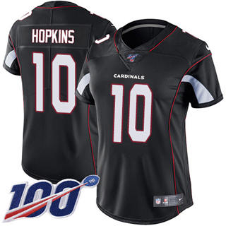 Women's Nike Arizona Cardinals #10 DeAndre Hopkins 100th Season Black Vapor Untouchable Authentic Stitched NFL Jersey