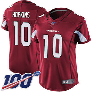 Women's Nike Arizona Cardinals #10 DeAndre Hopkins 100th Season Red Vapor Untouchable Authentic Stitched NFL Jersey