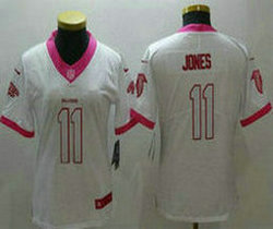 Women's Nike Atlanta Falcons #11 Julio Jones Limited White Pink Rush Fashion NFL Jersey