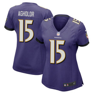 Women's Nike Baltimore Ravens #15 Nelson Agholor Purple Vapor Untouchable Authentic Stitched NFL Jersey