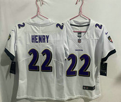 Women's Nike Baltimore Ravens #22 Derrick Henry White Vapor Untouchable Authentic Stitched NFL Jersey