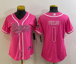 Women's Nike Chicago Bears #1 Justin Fields Pink Joint Authentic Stitched baseball jersey