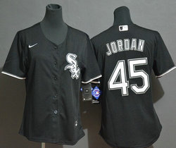 Women's Nike Chicago White Sox #45 Michael Jordan Black Authentic Stitched MLB Jersey