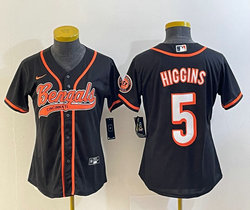 Women's Nike Cincinnati Bengals #5 Tee Higgins Black Joint Authentic Stitched baseball jersey