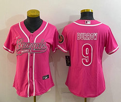 Women's Nike Cincinnati Bengals #9 Joe Burrow Pink Joint Authentic Stitched baseball jersey