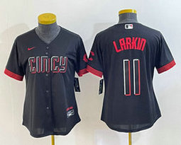 Women's Nike Cincinnati Reds #11 Barry Larkin Black 2023 City Authentic Stitched MLB jersey