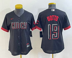 Women's Nike Cincinnati Reds #19 Joey Votto Black 2023 City Authentic Stitched MLB jersey