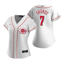 Women's Nike Cincinnati Reds #7 Eugenio Suarez White Authentic Stitched MLB Jersey