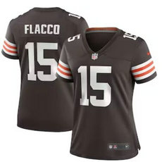 Women's Nike Cleveland Browns #15 Joe Flacco Brown Vapor Untouchable Authentic stitched NFL jersey