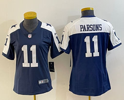 Women's Nike Dallas Cowboys #11 Micah Parsons Navy Thanksgiving Vapor Untouchable Limited Jersey