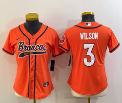 Women's Nike Denver Broncos #3 Russell Wilson Orange Joint adults Authentic Stitched baseball jersey