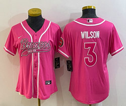 Women's Nike Denver Broncos #3 Russell Wilson Pink Joint Authentic Stitched baseball jersey