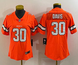 Women's Nike Denver Broncos #30 Terrell Davis Orange Rush Authentic stitched NFL jersey