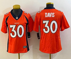 Women's Nike Denver Broncos #30 Terrell Davis Orange Vapor Untouchable Authentic stitched NFL jersey
