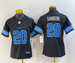 Women's Nike Detroit Lions #20 Barry Sanders Black 2024 F.U.S.E. Authentic Stitched NFL Jersey