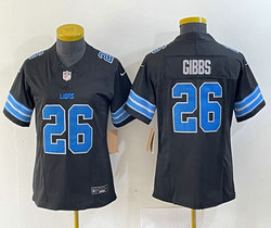 Women's Nike Detroit Lions #26 Jahmyr Gibbs Black 2024 F.U.S.E. Authentic Stitched NFL Jersey
