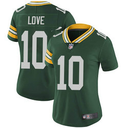 Women's Nike Green Bay Packers #10 Jordan Love Green Vapor Untouchable Authentic Stitched NFL Jersey