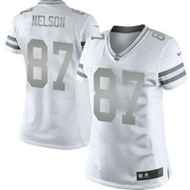 Women's Nike Green Bay Packers #87 Jordy Nelson Platinum White Authentic Stitched NFL Jersey