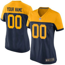 Women's Nike Green Bay Packers Customized Navy Blue Gold Limited Vapor Untouchable Authentic Stitched NFL Jerseys