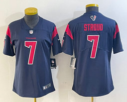 Women's Nike Houston Texans #7 C.J. Stroud Navy Rush Red Name Authentic stitched NFL jersey