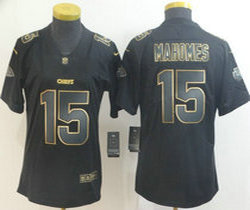 Women's Nike Kansas City Chiefs #15 Patrick Mahomes Black Gold Vapor Untouchable Authentic Stitched NFL jersey