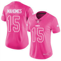 Women's Nike Kansas City Chiefs #15 Patrick Mahomes Pink Rush Fashion Authentic stitched NFL jersey