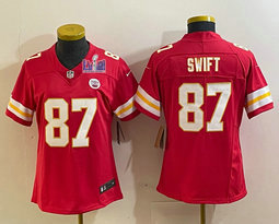 Women's Nike Kansas City Chiefs #87 Taylor Swift Red Vapor Untouchable With 2024 Super Bowl (LVIII ) patch Jersey