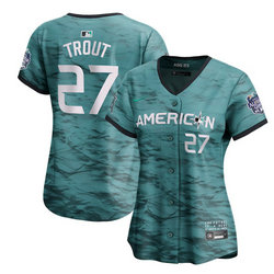 Women's Nike Los Angeles Angels #27 Mike Trout Teal 2023 All-Star Stitched Baseball Jersey