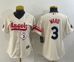 Women's Nike Los Angeles Angels of Anaheim #3 Taylor Ward Cream 3 in front City Authentic stitched MLB jersey