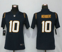Women's Nike Los Angeles Chargers #10 Justin Herbert Navy Blue Vapor Untouchable Authentic Stitched NFL Jersey