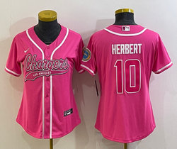 Women's Nike Los Angeles Chargers #10 Justin Herbert Pink Joint Authentic Stitched baseball jersey