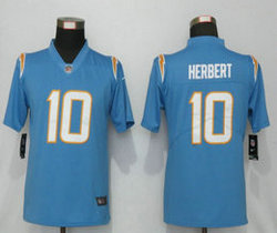 Women's Nike Los Angeles Chargers #10 Justin Herbert Powder Blue Vapor Untouchable Authentic Stitched NFL Jersey