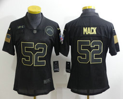 Women's Nike Los Angeles Chargers #52 Khalil Mack 2020 salute to service Authentic stitched NFL jersey