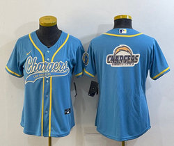 Women's Nike Los Angeles Chargers Light Blue Joint Big Logo Authentic Stitched baseball jersey