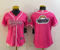 Women's Nike Los Angeles Chargers Pink Joint Big Logo Authentic Stitched baseball jersey