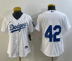 Women's Nike Los Angeles Dodgers #42 Jackie Robinson White no name Authentic Stitched MLB Jersey