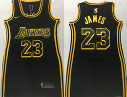 Women's Nike Los Angeles Lakers #23 Lebron James Black Dress