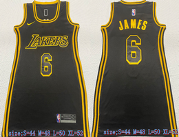 Women's Nike Los Angeles Lakers #6 Lebron James Black Dress