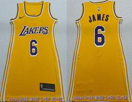 Women's Nike Los Angeles Lakers #6 Lebron James Gold Dress