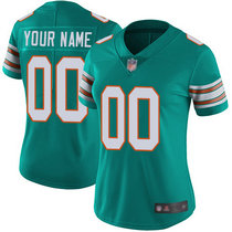 Women's Nike Miami Dolphins Customized Aqua Green Throwback Limited Vapor Untouchable Authentic Stitched NFL Jerseys
