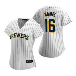 Women's Nike Milwaukee Brewers #16 Ben Gamel White Game Authentic Stitched MLB Jersey