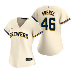 Women's Nike Milwaukee Brewers #46 Corey Knebel Cream Game Authentic Stitched MLB Jersey