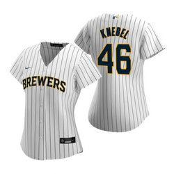 Women's Nike Milwaukee Brewers #46 Corey Knebel White Game Authentic Stitched MLB Jersey