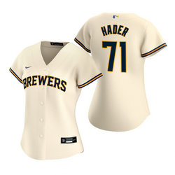 Women's Nike Milwaukee Brewers #71 Josh Hader Cream Game Authentic Stitched MLB Jersey