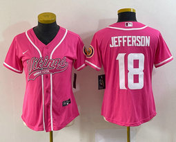 Women's Nike Minnesota Vikings #18 Justin Jefferson Pink Joint Authentic Stitched baseball jersey