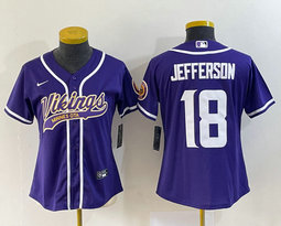 Women's Nike Minnesota Vikings #18 Justin Jefferson Purple Joint Authentic Stitched baseball jersey