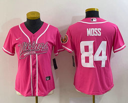 Women's Nike Minnesota Vikings #84 Randy Moss Pink Joint Authentic Stitched baseball jersey
